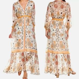 Sandro metallic scarf print maxi dress